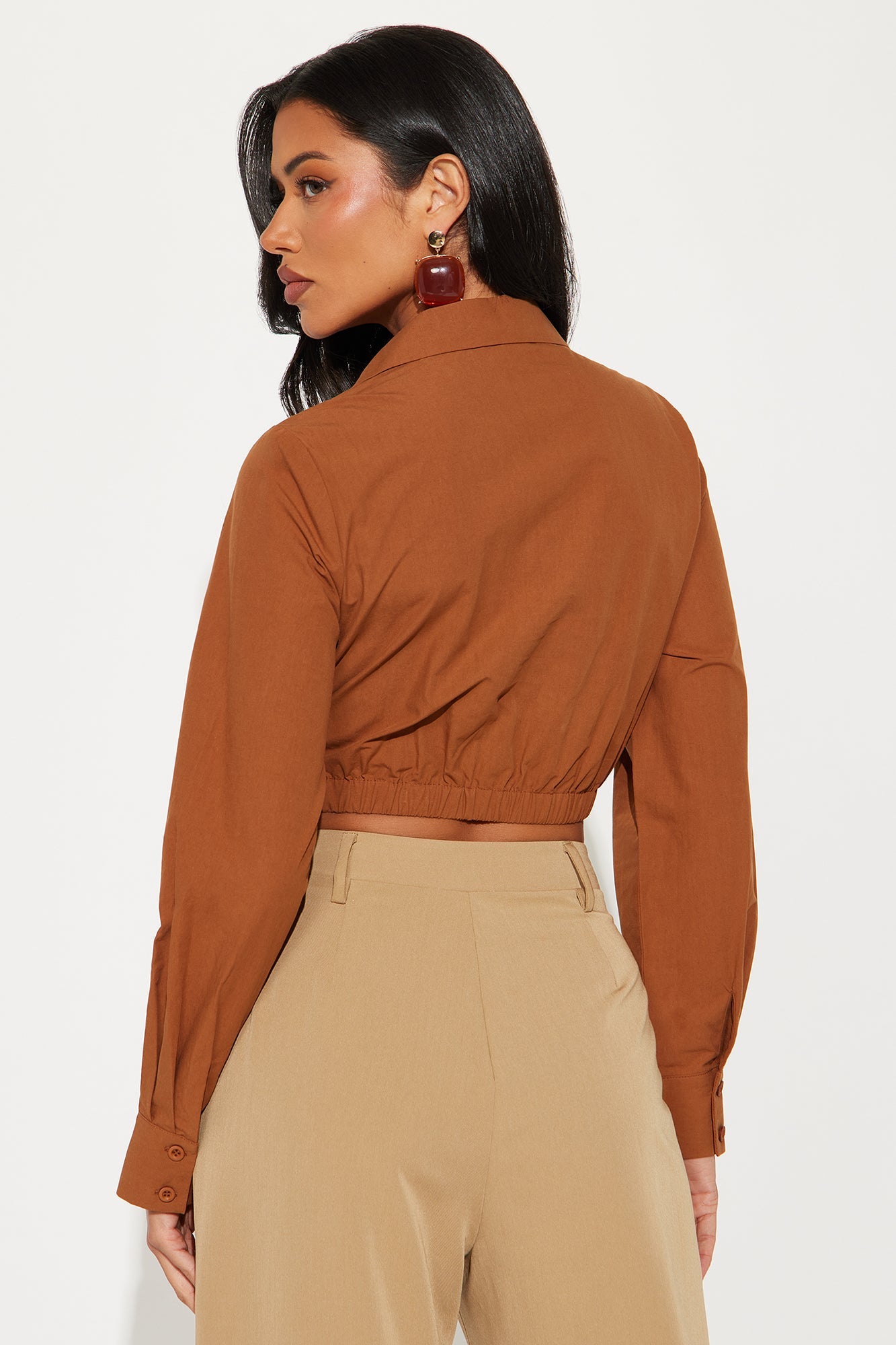 Naiobi Poplin Button Up Shirt - Brown