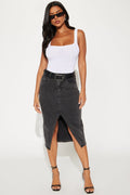Anna Denim Midi Skirt - Black Wash