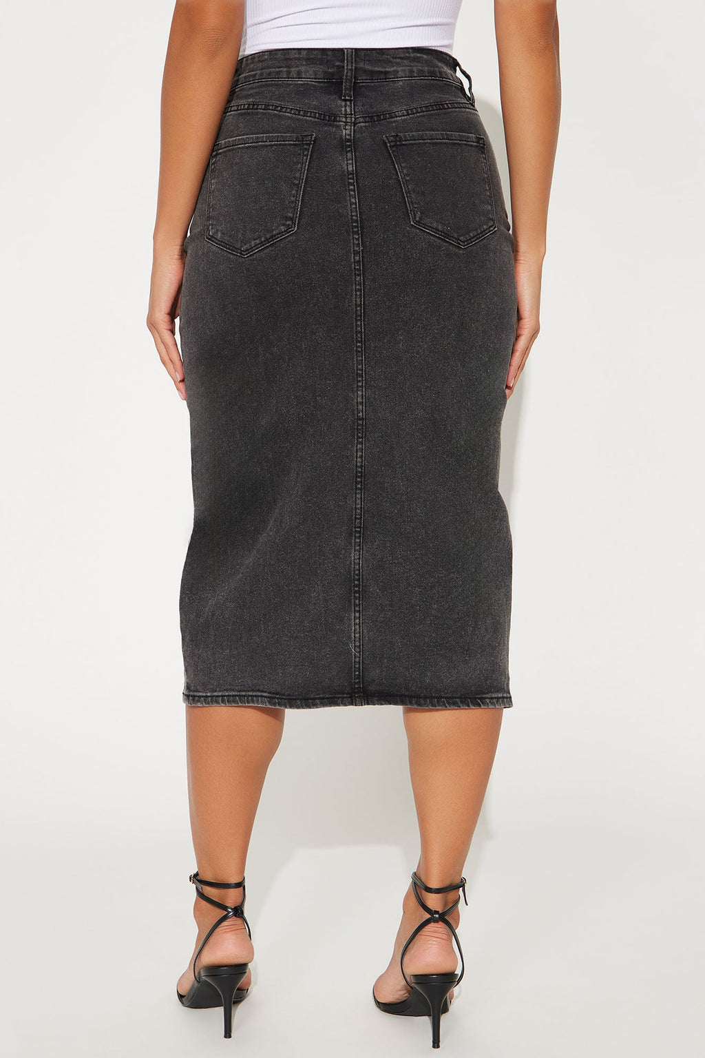 Anna Denim Midi Skirt - Black Wash