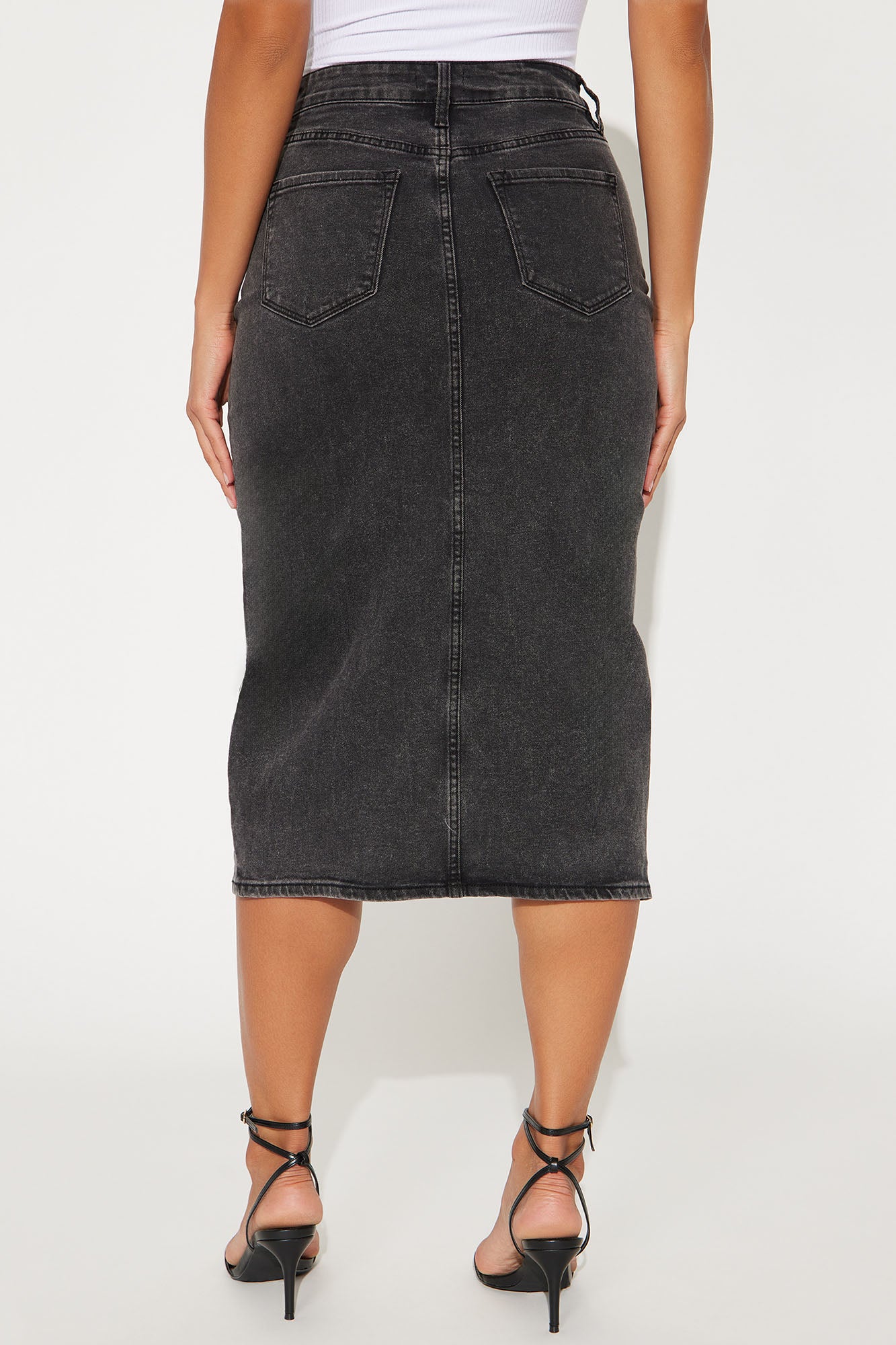 Anna Denim Midi Skirt - Black Wash