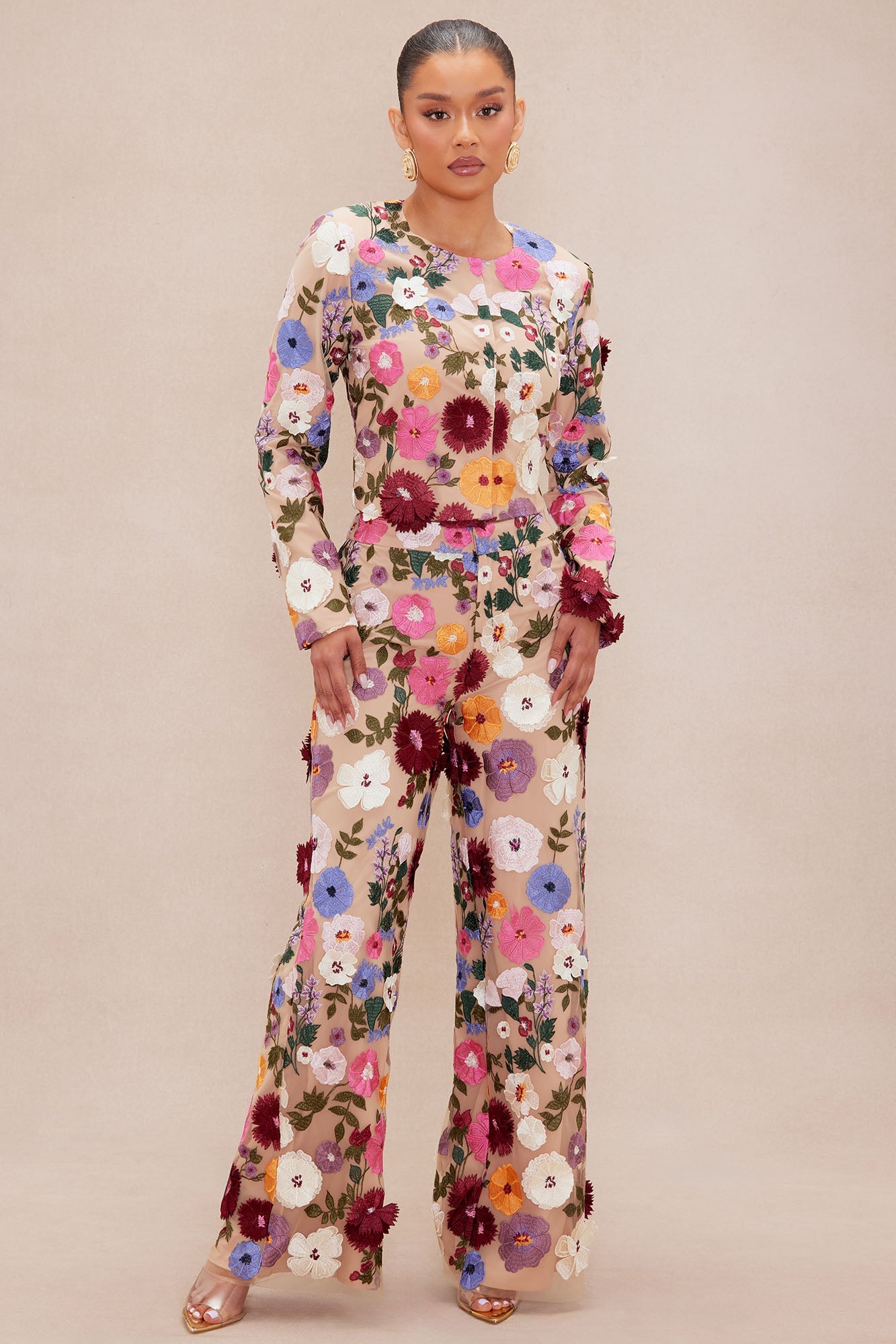 Adeline Embroidered Cropped Jacket - Multi Color