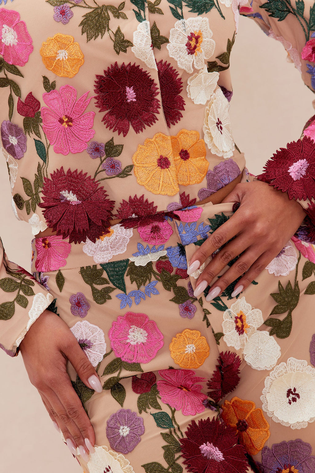 Adeline Embroidered Cropped Jacket - Multi Color