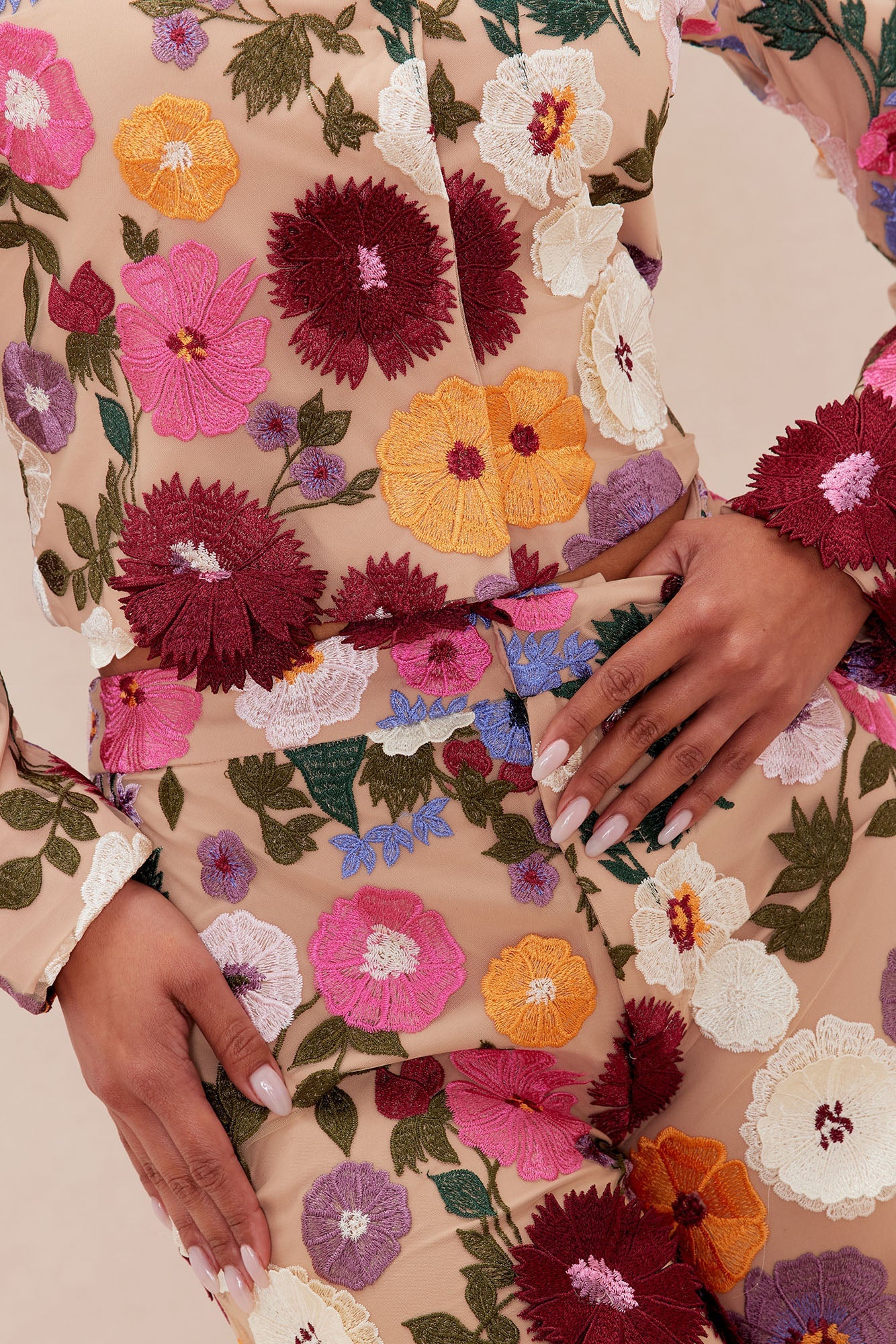 Adeline Embroidered Cropped Jacket - Multi Color