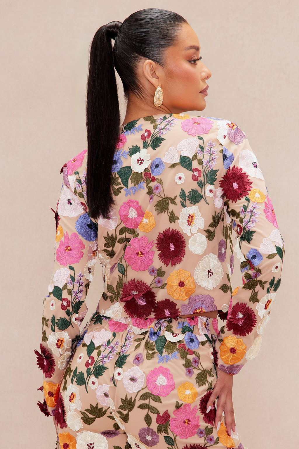 Adeline Embroidered Cropped Jacket - Multi Color