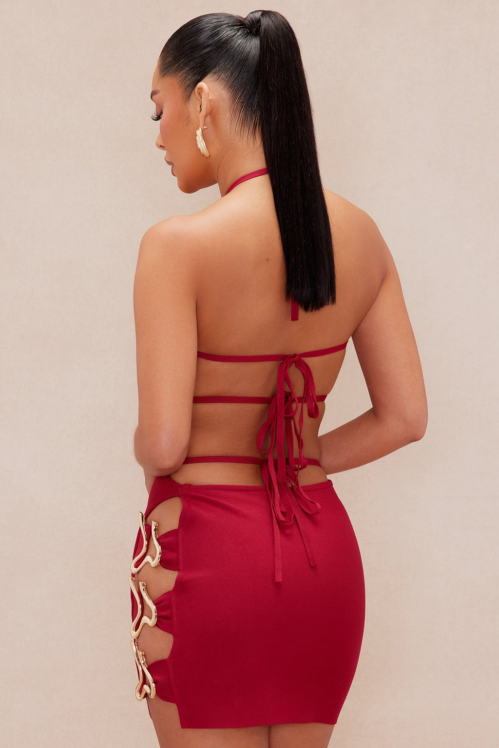 Kamira Bandage Mini Dress - Burgundy