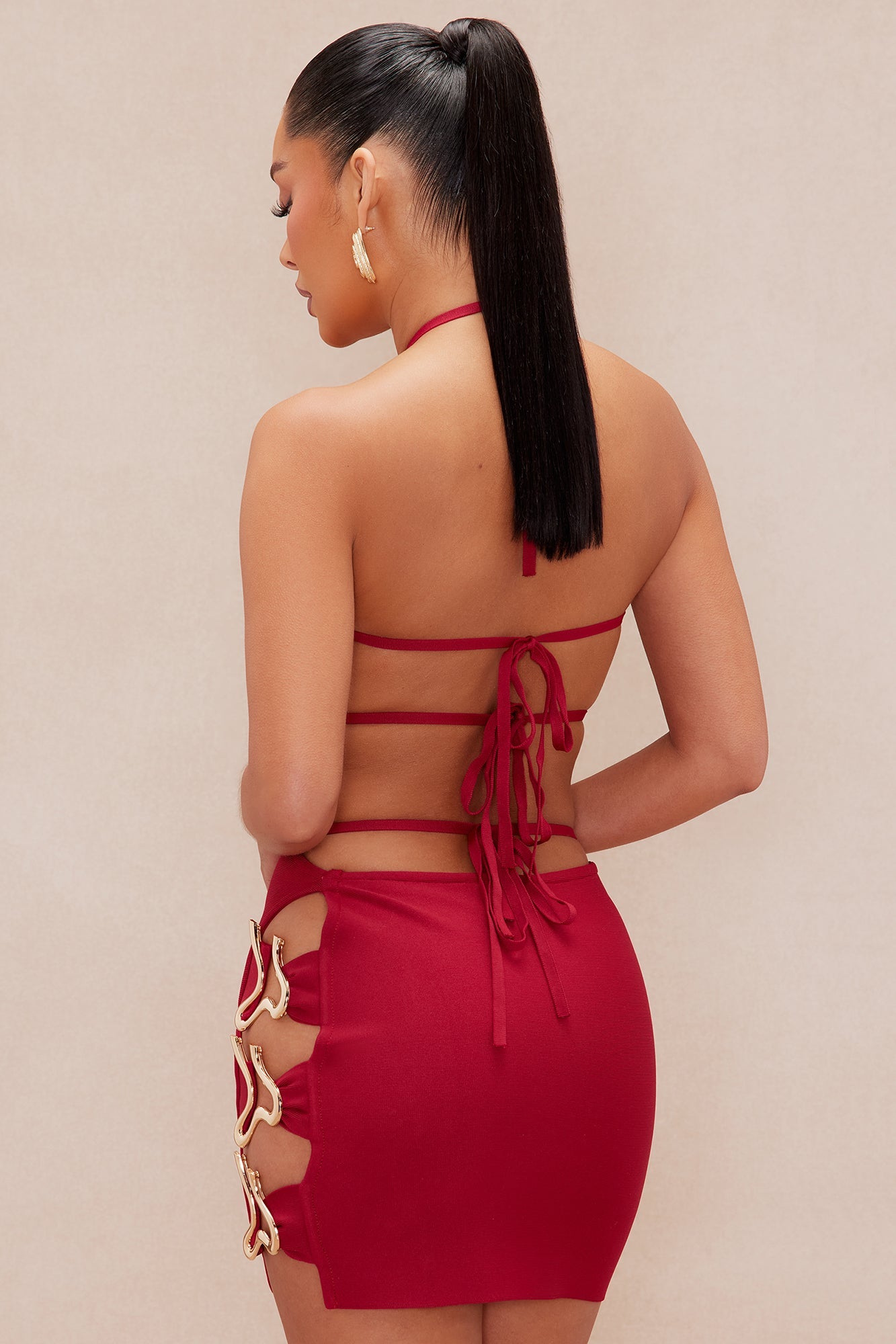 Kamira Bandage Mini Dress - Burgundy