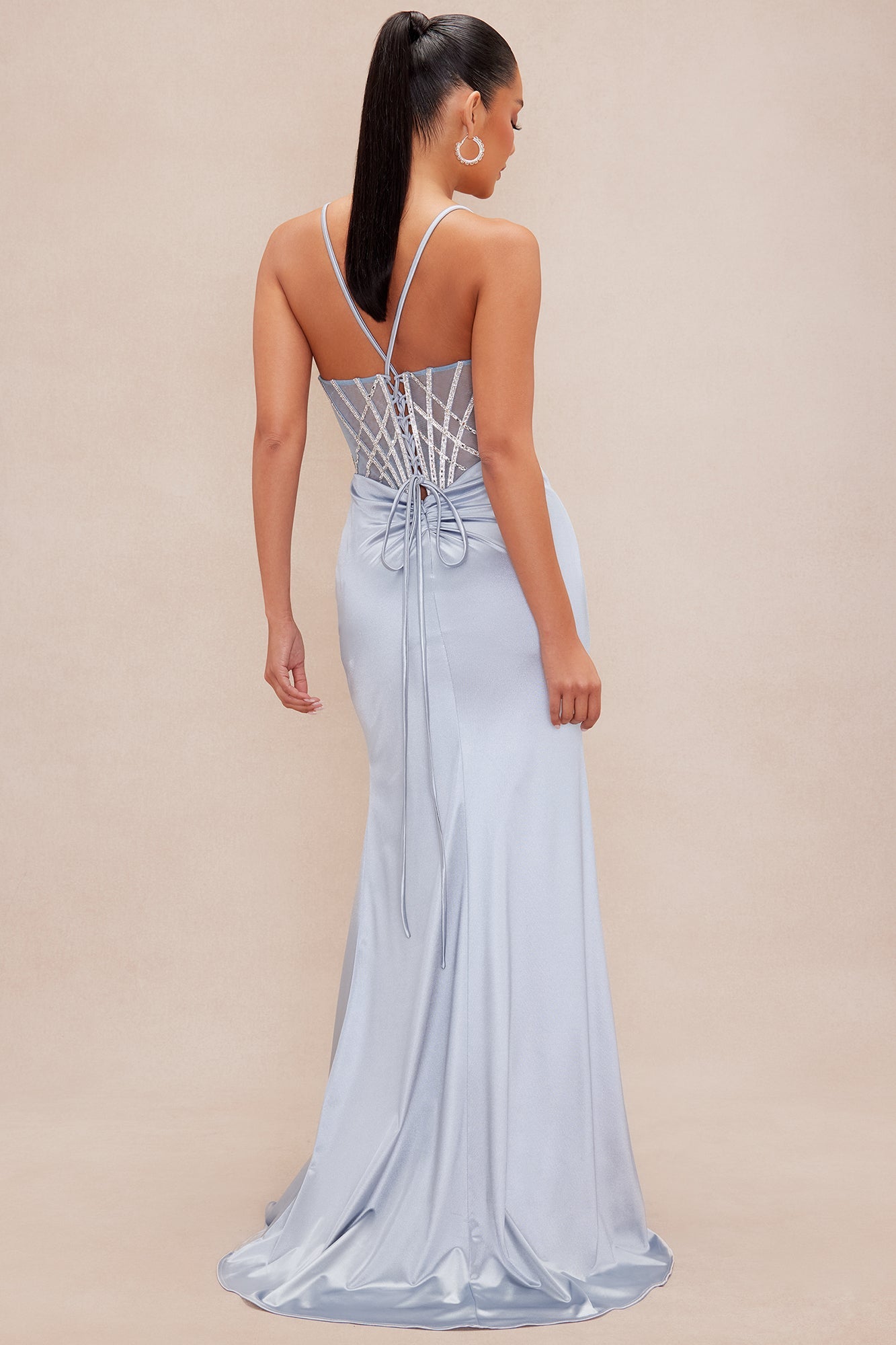 Lizette Embellished Satin Gown - Blue