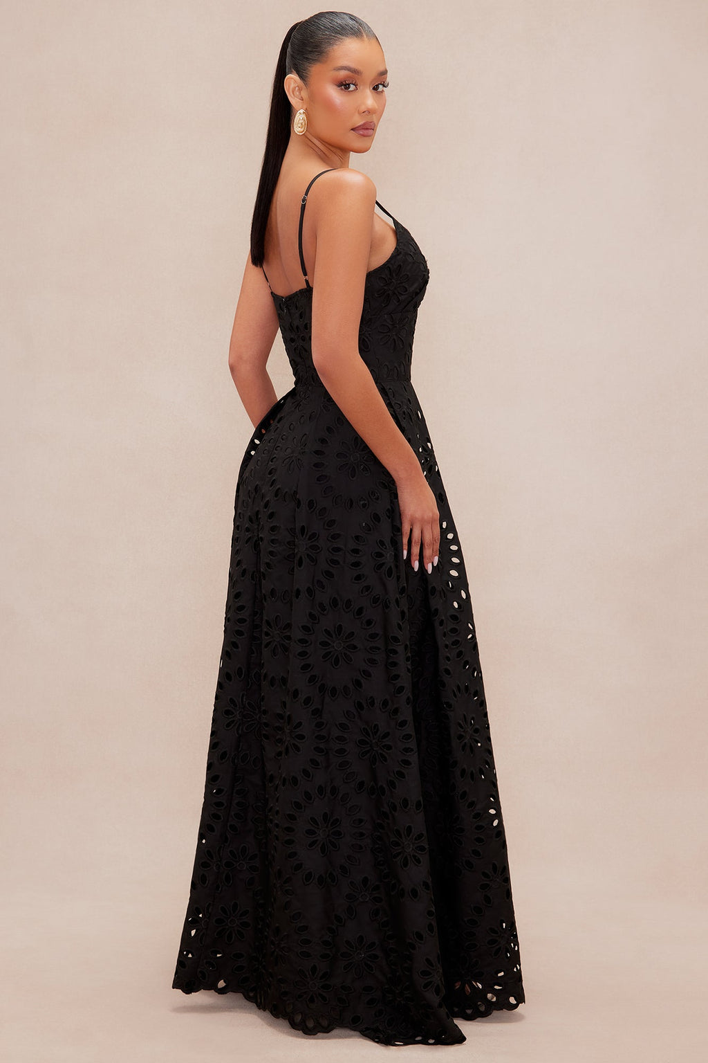 Isla Eyelet Maxi Dress - Black