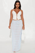 Delilah Tiered Sheer Maxi Skirt - Light Blue