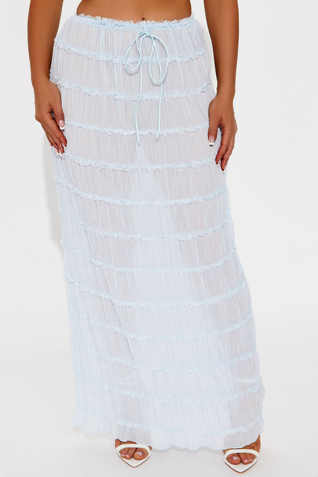 Delilah Tiered Sheer Maxi Skirt - Light Blue