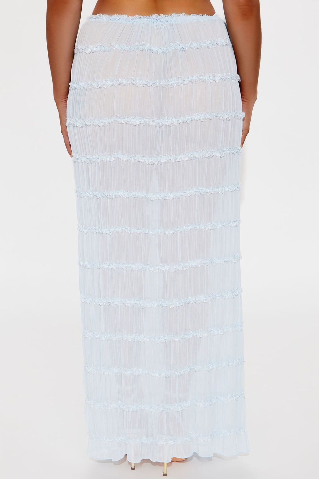 Delilah Tiered Sheer Maxi Skirt - Light Blue