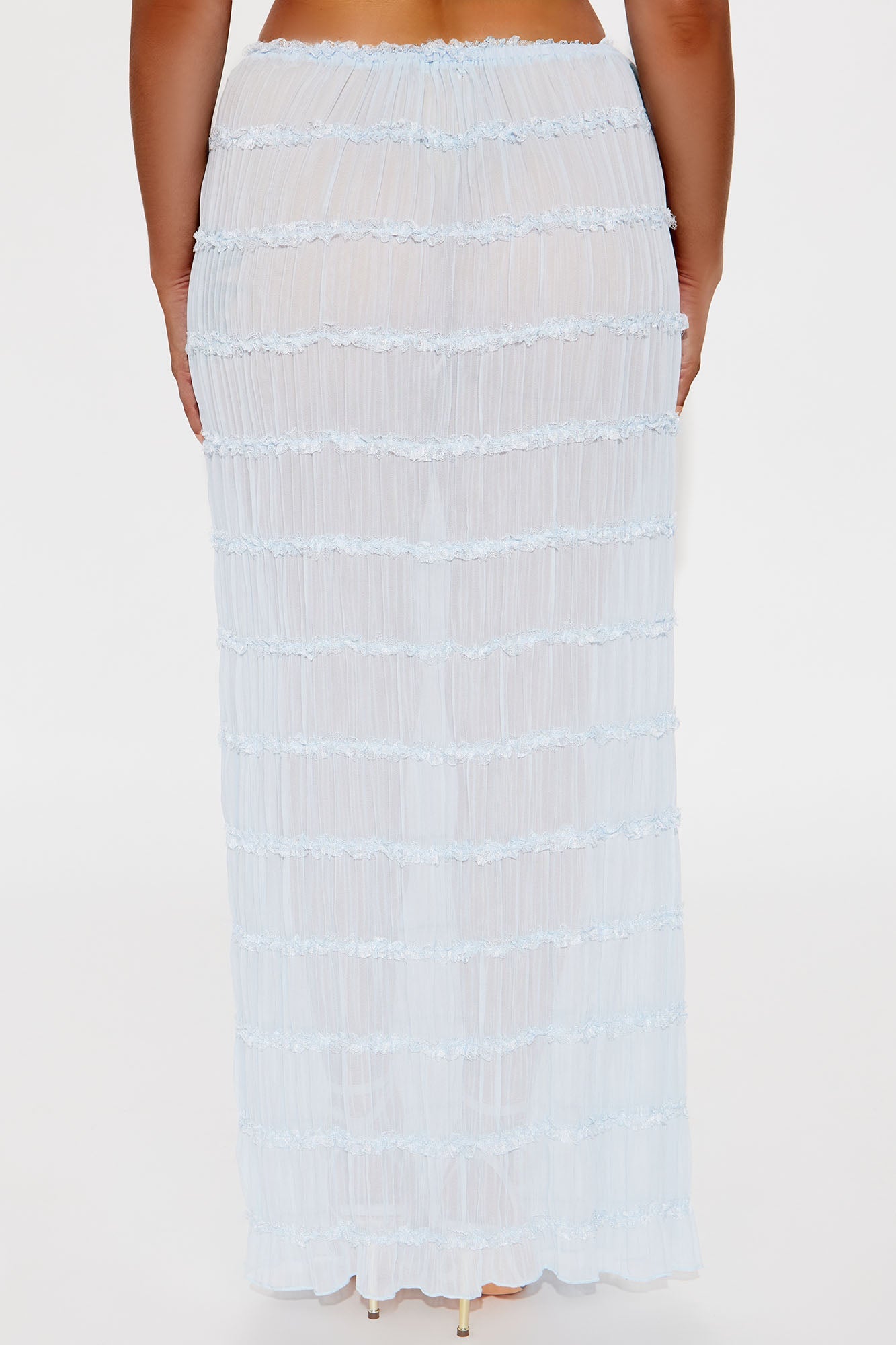 Delilah Tiered Sheer Maxi Skirt - Light Blue