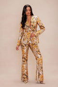 Jackie Jacquard Blazer Suit Set - Yellow/combo