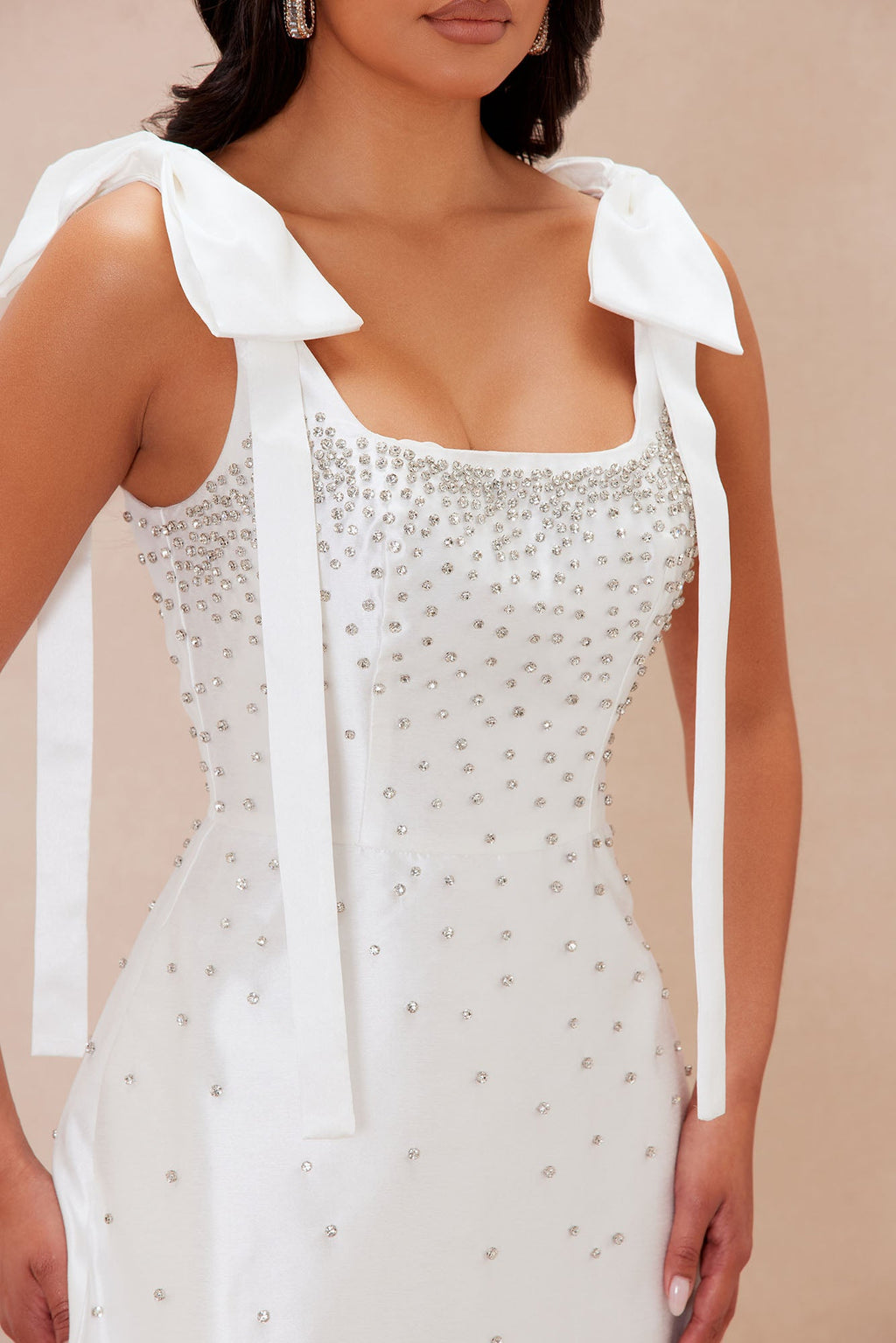 Dana Embellished Satin Maxi Dress - White