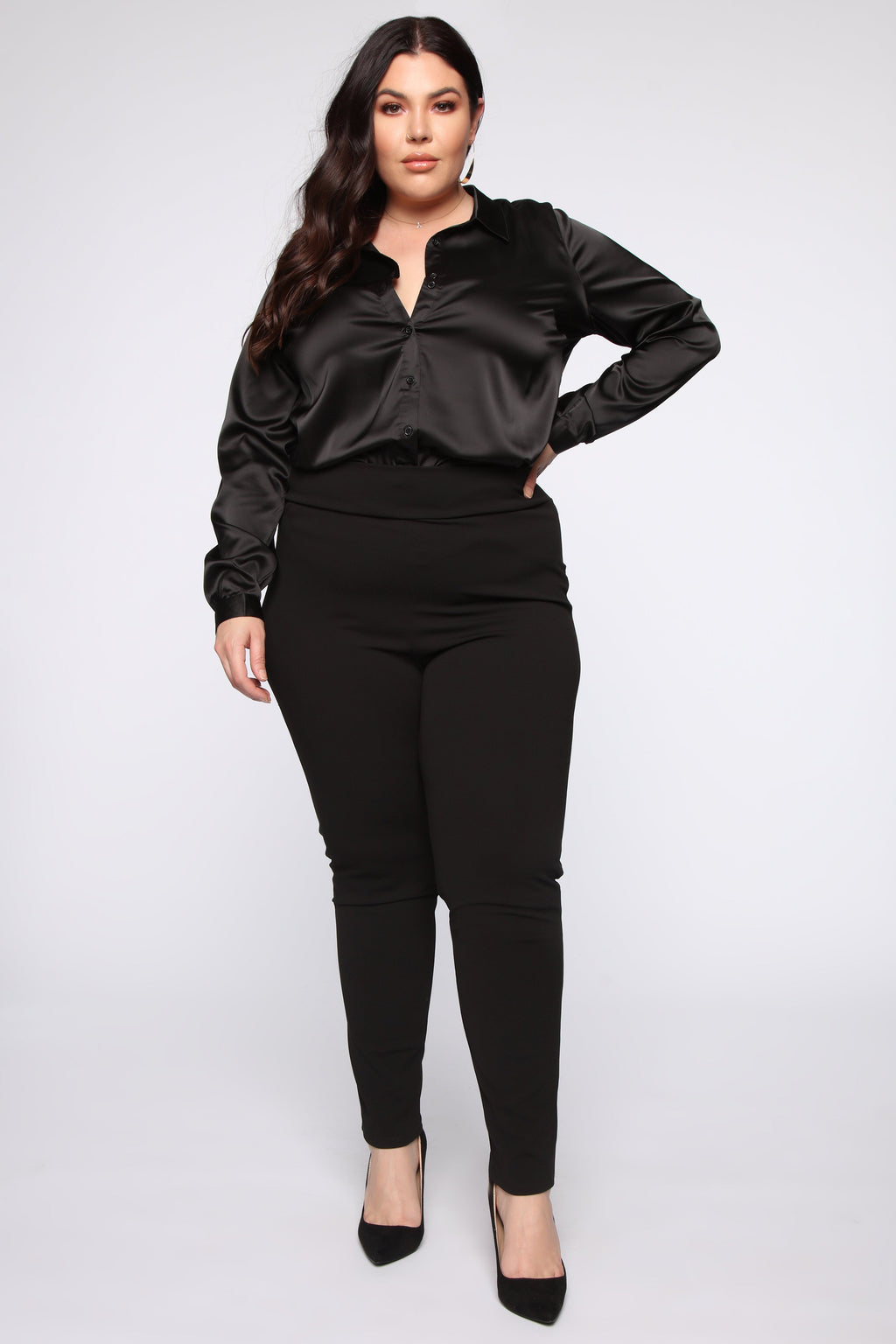 Smooth Talkin' Button Down Top - Black