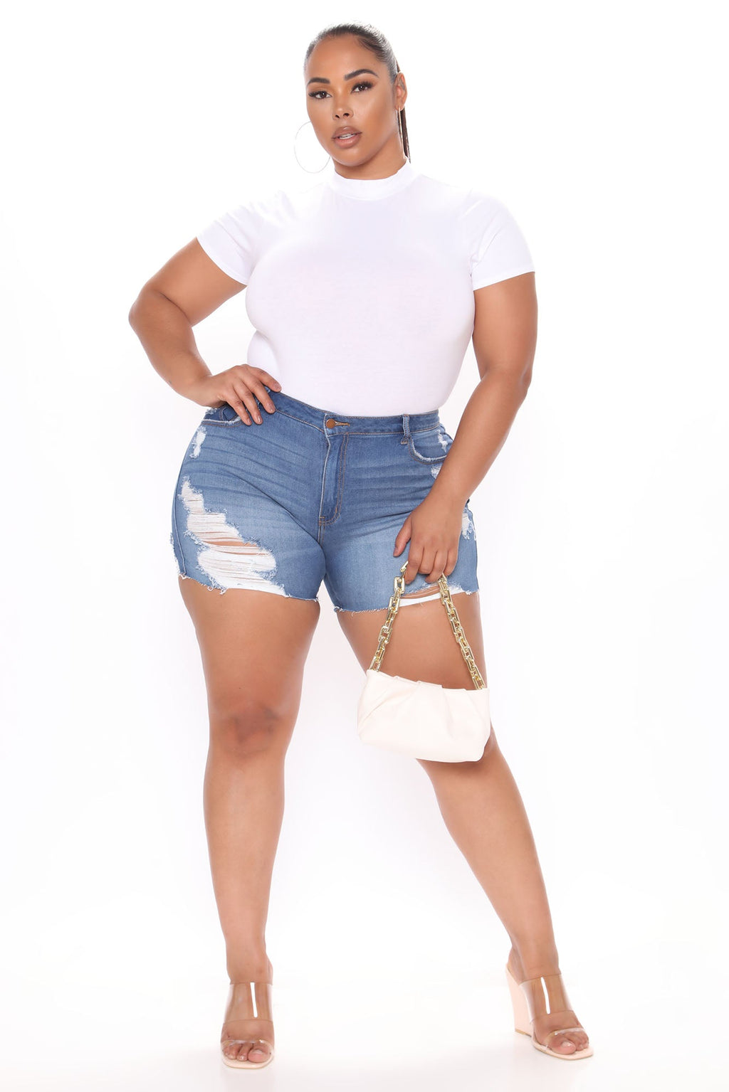 Basic Mock Neck Bodysuit - White