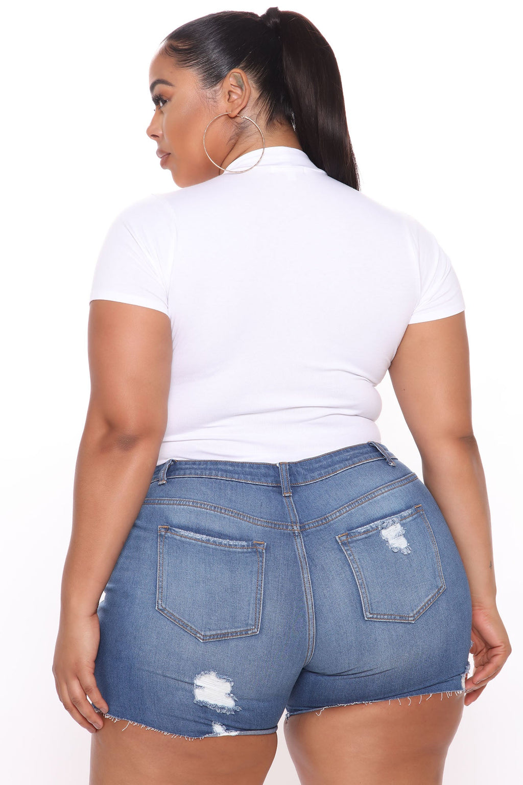 Basic Mock Neck Bodysuit - White