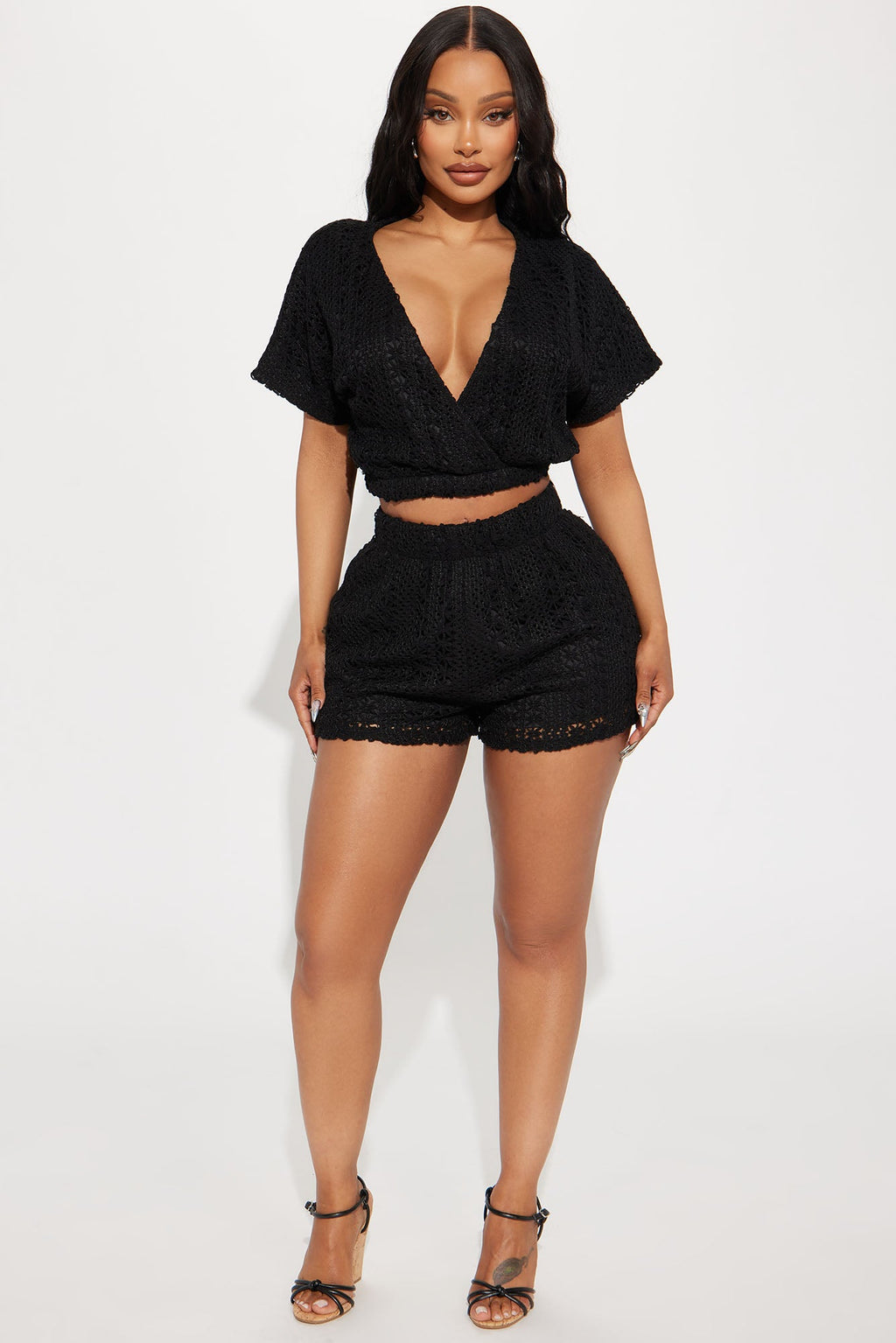 Keep It Cool Crochet Short Set - Black
