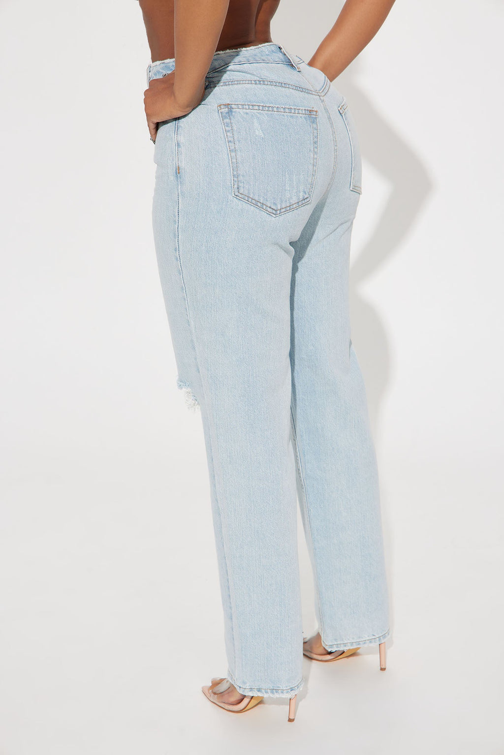 Calling It Ripped Straight Leg Jeans - Light Wash