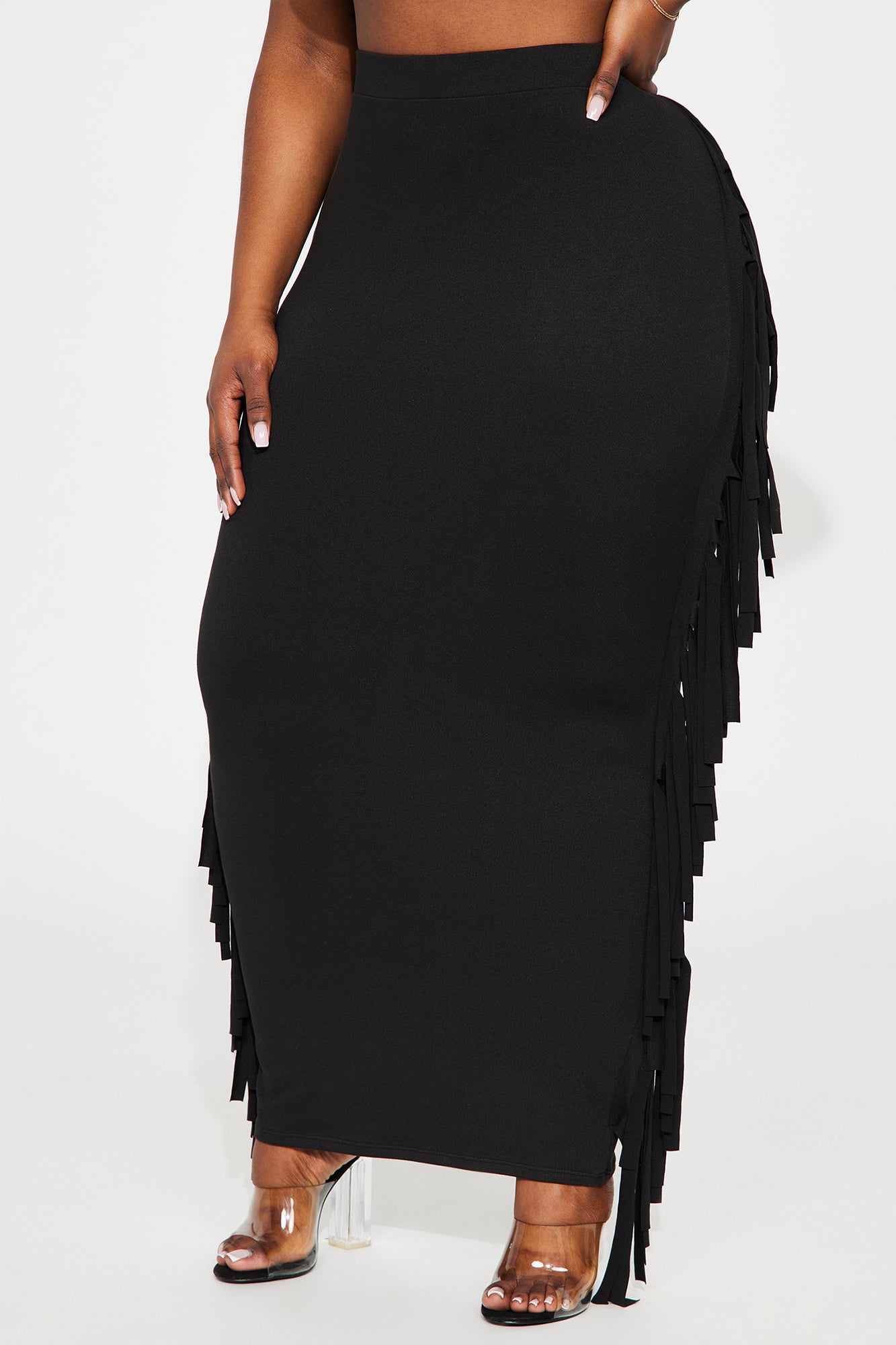 Going Places Fringe Maxi Skirt - Black