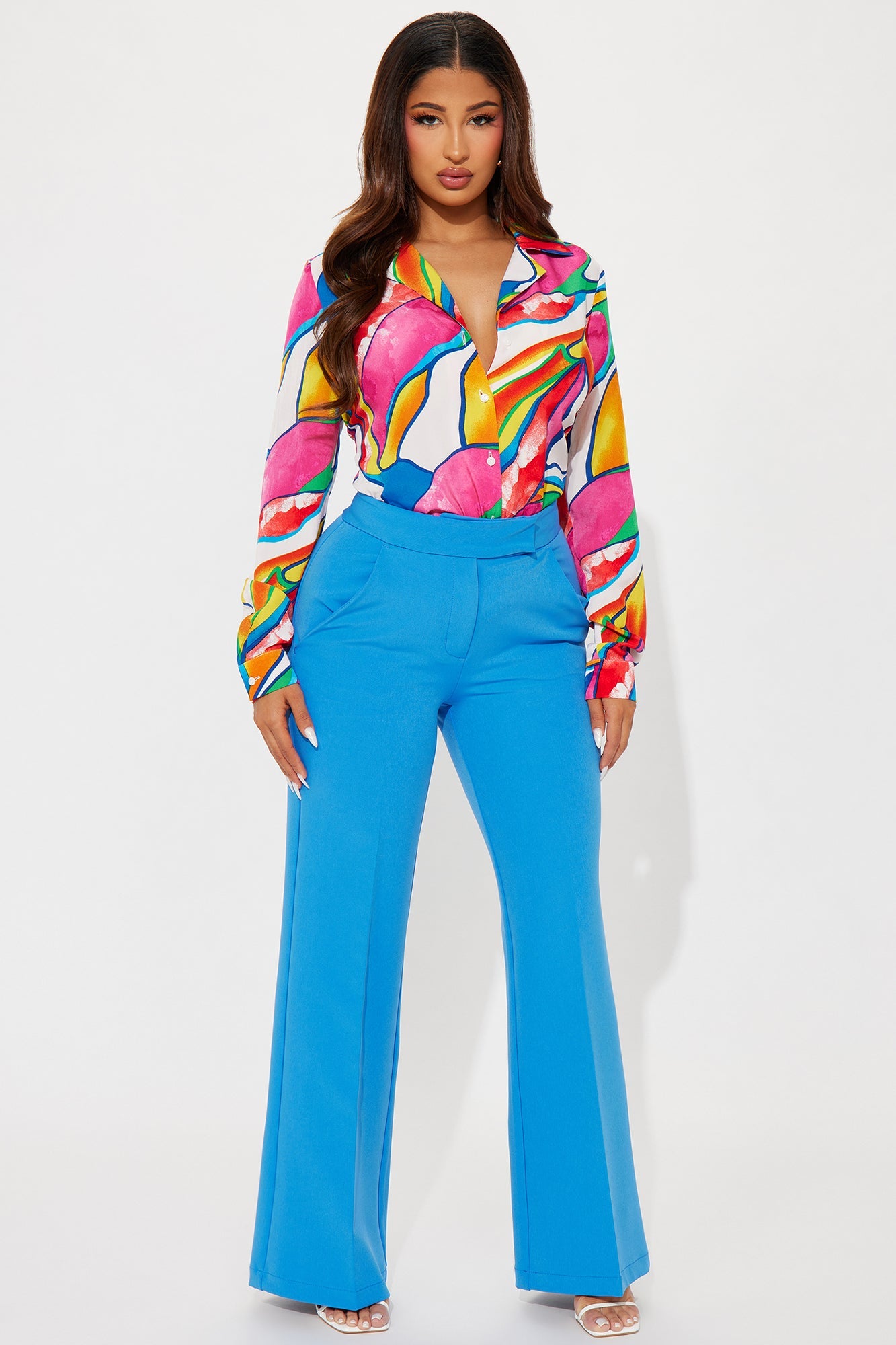 On A Trip Satin Shirt - Multi Color