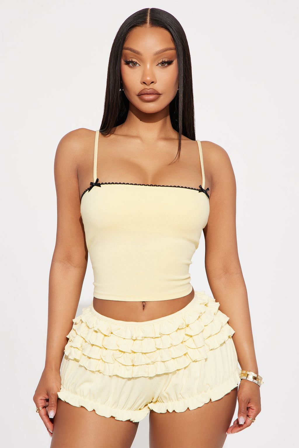 Brielle Lace Trim Cami - Yellow/combo