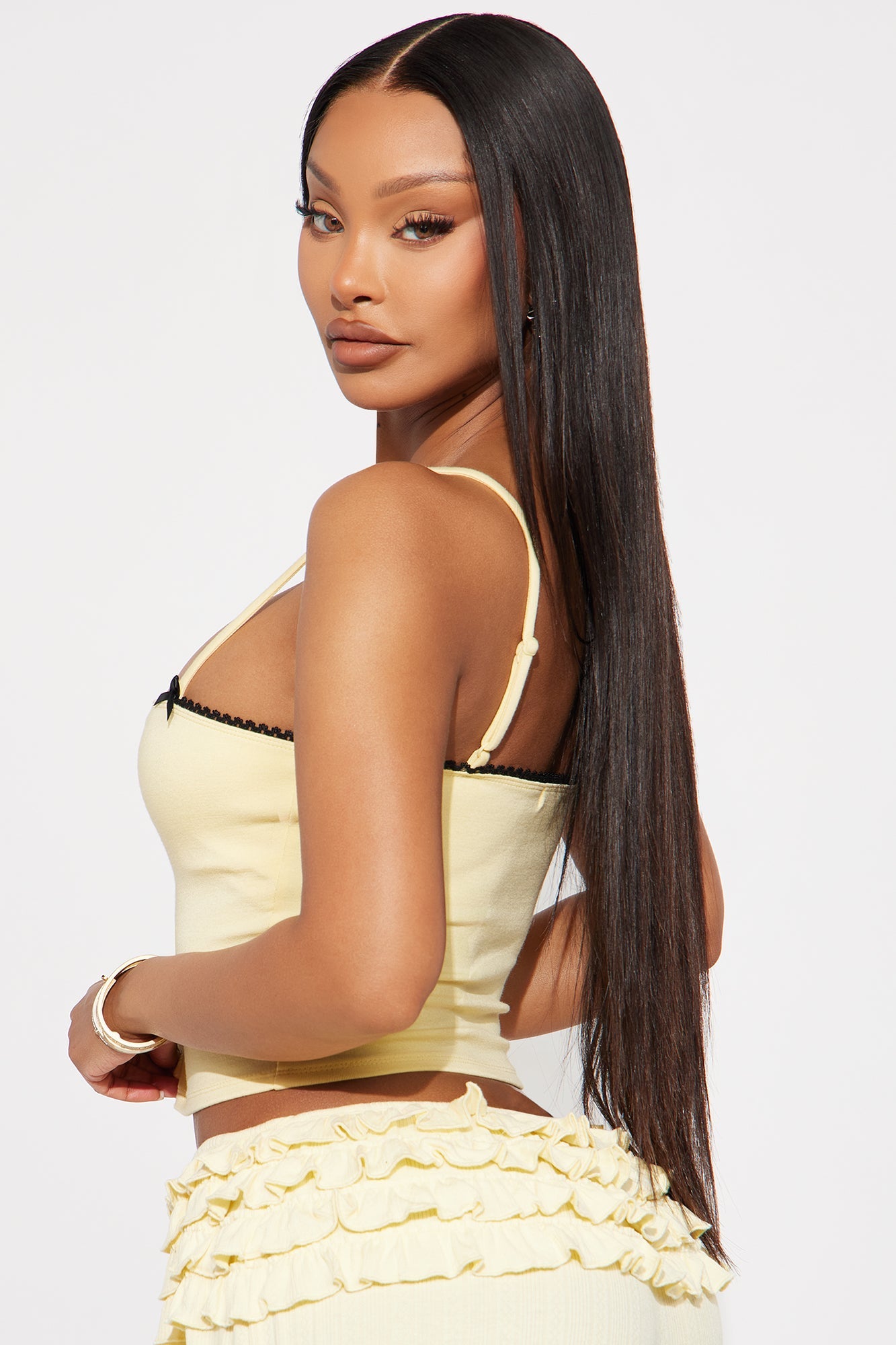 Brielle Lace Trim Cami - Yellow/combo