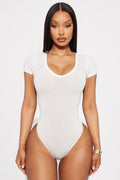 Nira V Neck Basic Bodysuit - White