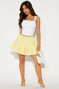 Hannah Tiered Cotton Mini Skirt - Butter Yellow