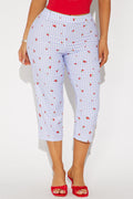 Cherry Love Gingham Capri Pant - Blue/combo
