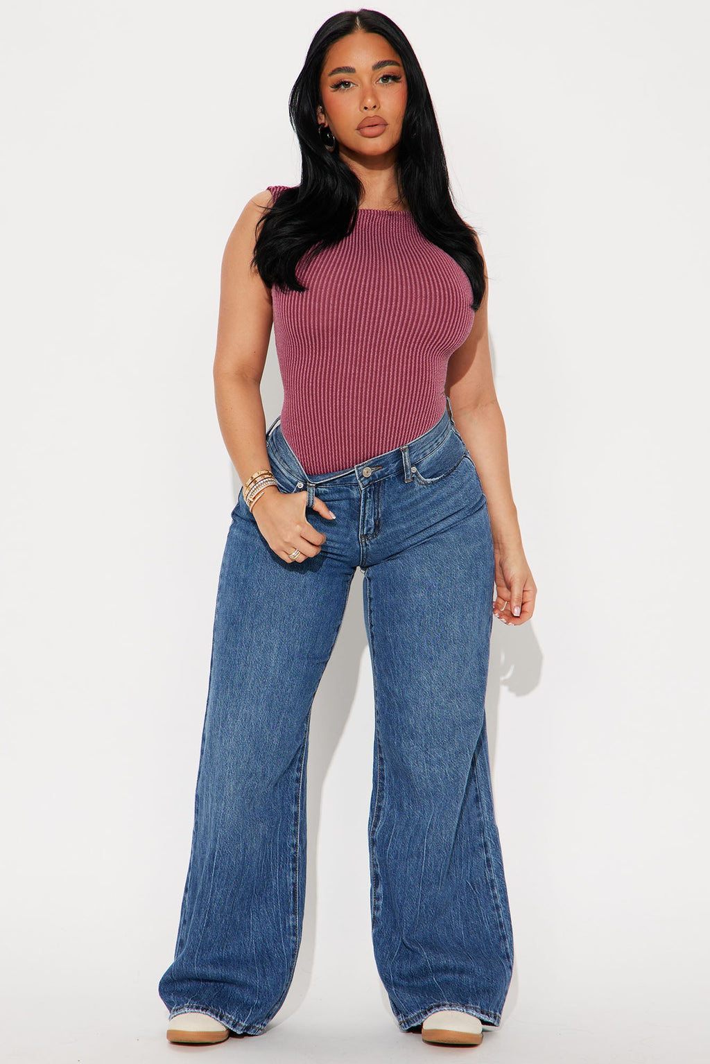 Tessa Ribbed High Neck Bodysuit - Burgundy