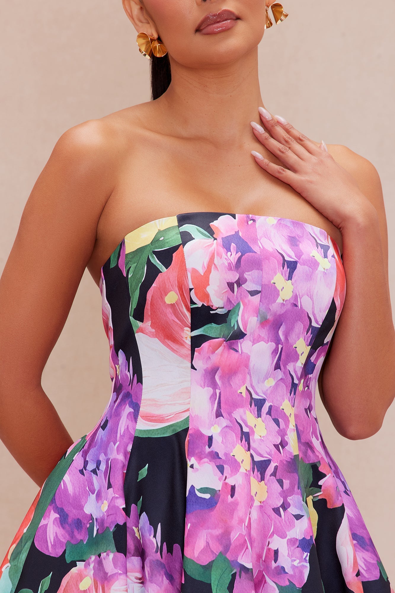 Hattie Floral Midi Dress - Pink/combo