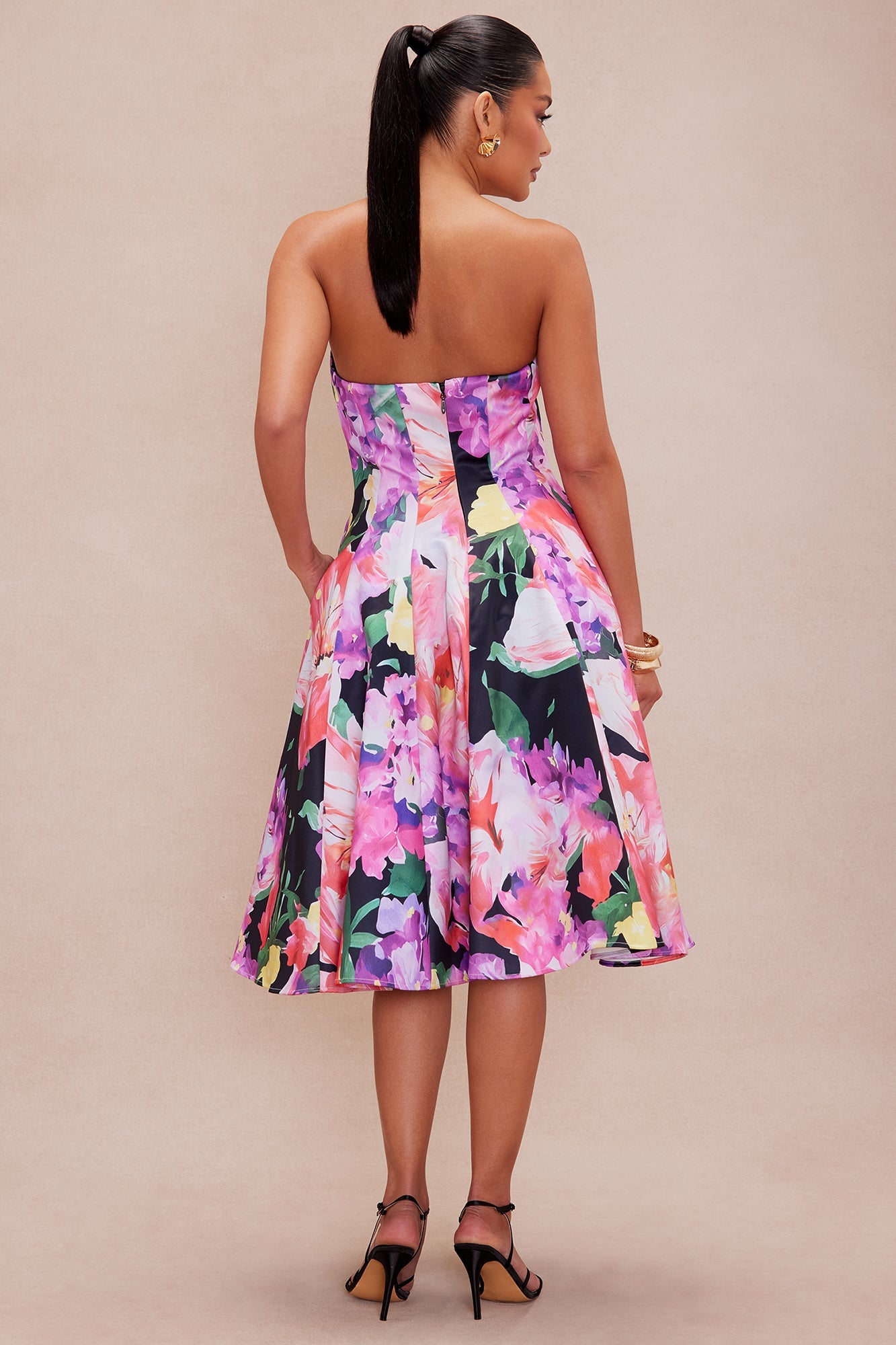 Hattie Floral Midi Dress - Pink/combo
