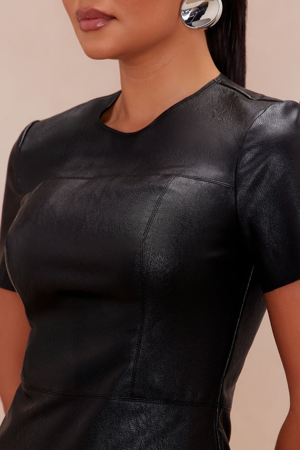 Kim Faux Leather Mini Dress - Black