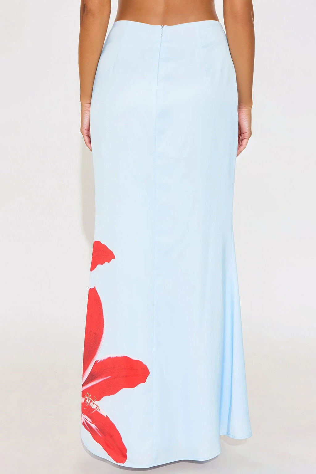 Talia Satin Floral Maxi Skirt - Blue/combo