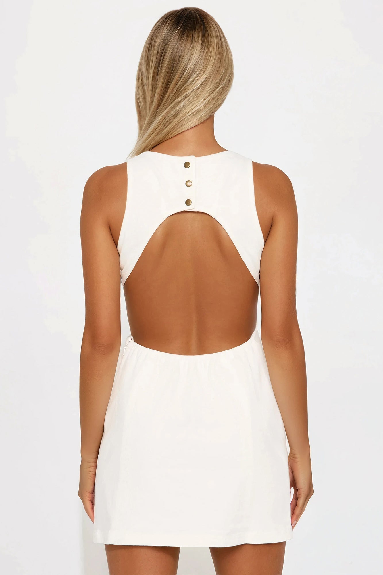 Kaylie Denim Mini Dress - White Wash