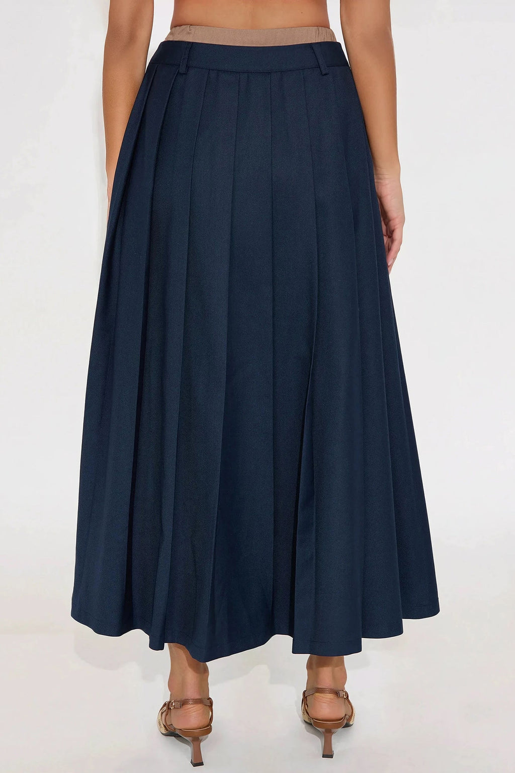 Milla Double Waistband Midi Skirt - Navy
