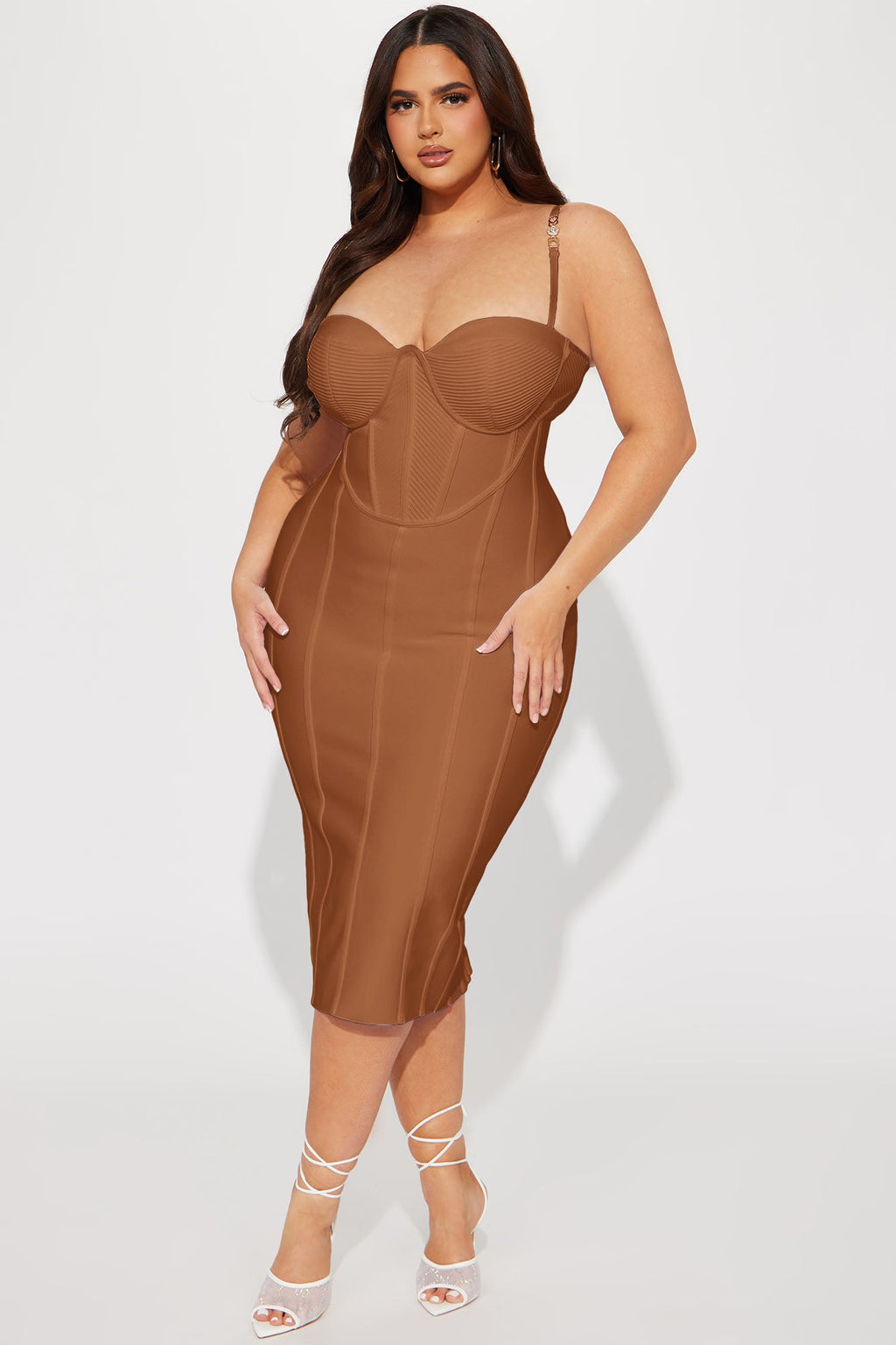 Victoria Bandage Midi Dress - Camel