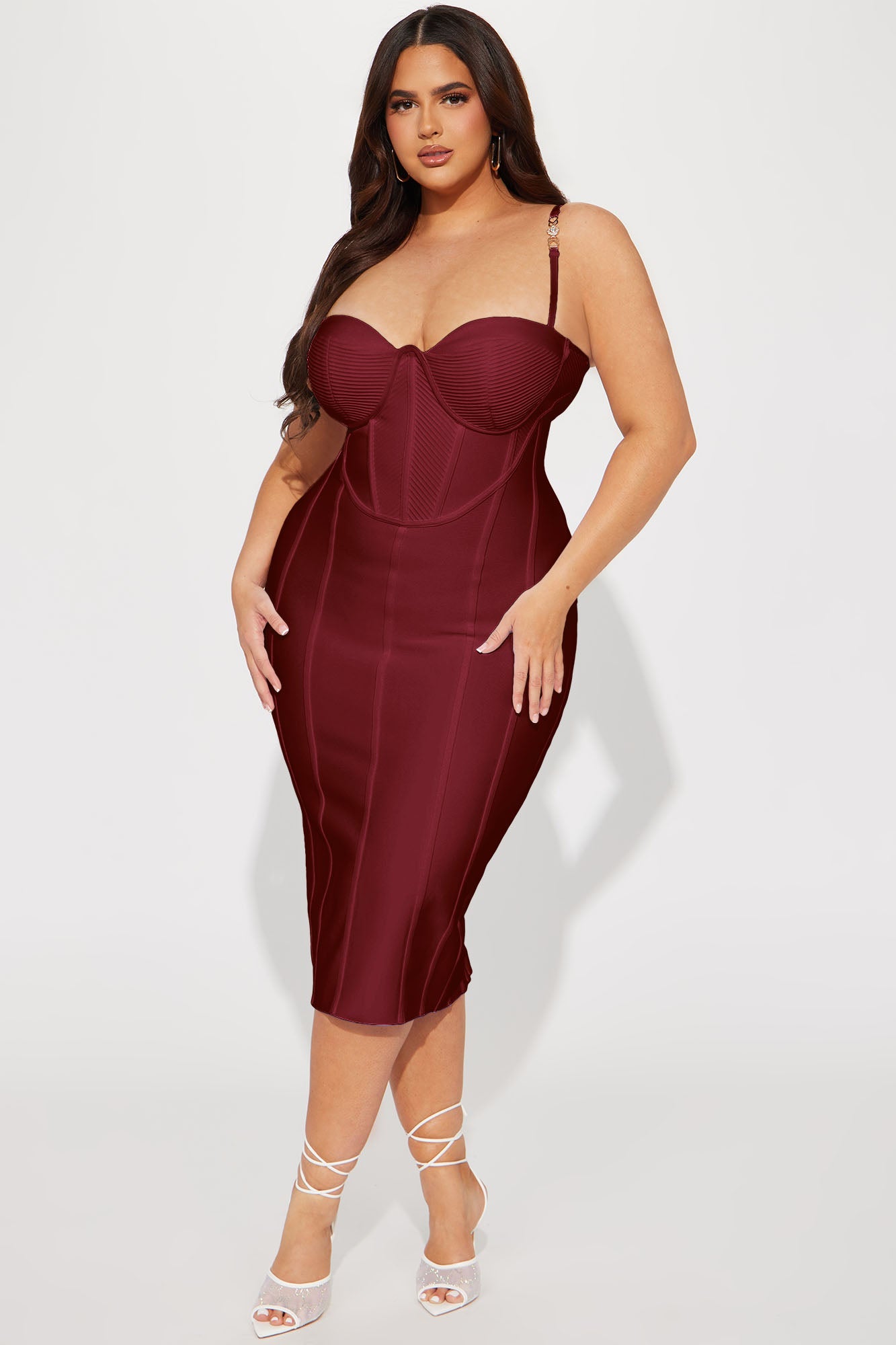 Victoria Bandage Midi Dress - Wine