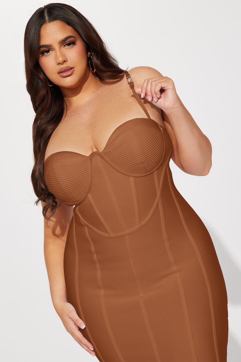 Victoria Bandage Midi Dress - Camel