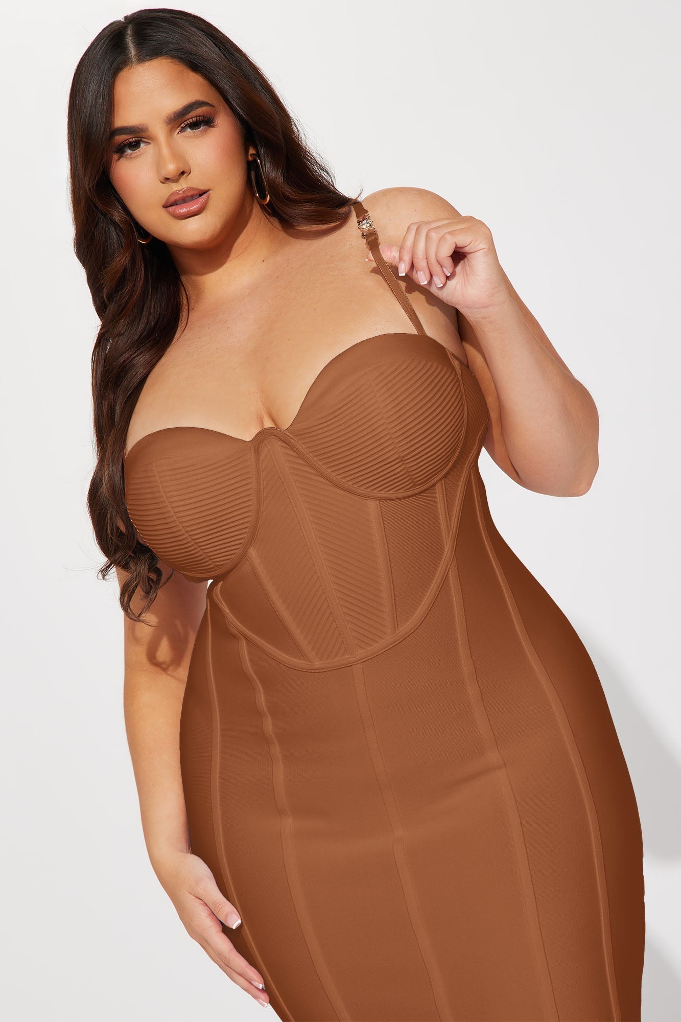 Victoria Bandage Midi Dress - Camel
