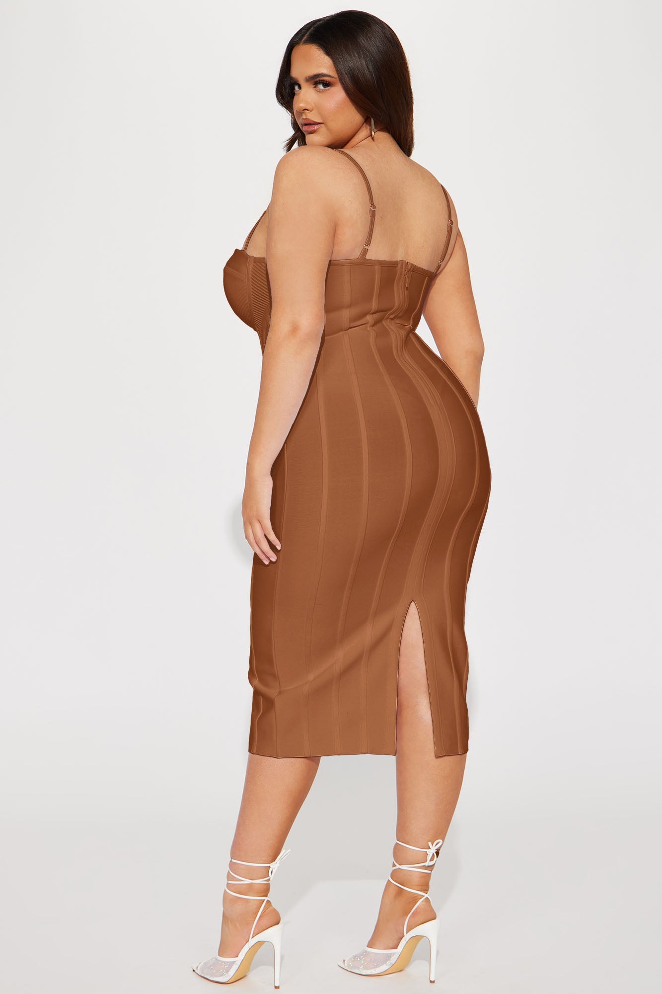 Victoria Bandage Midi Dress - Camel
