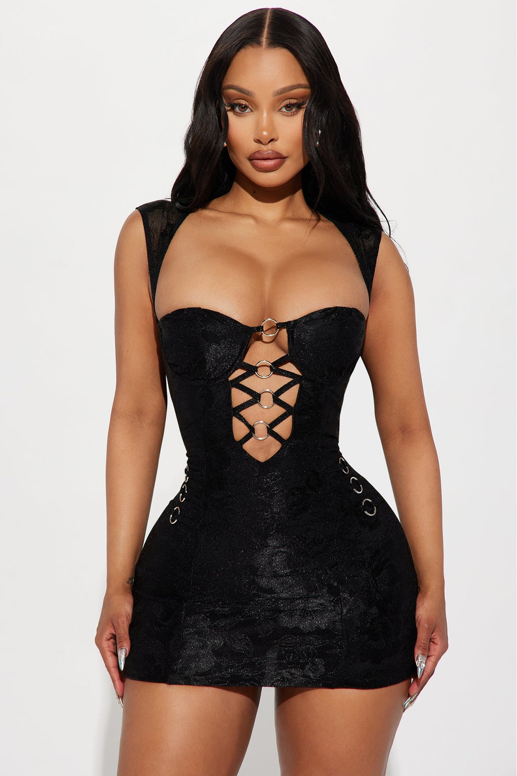 Liliana Lace Micro Mini Dress - Black