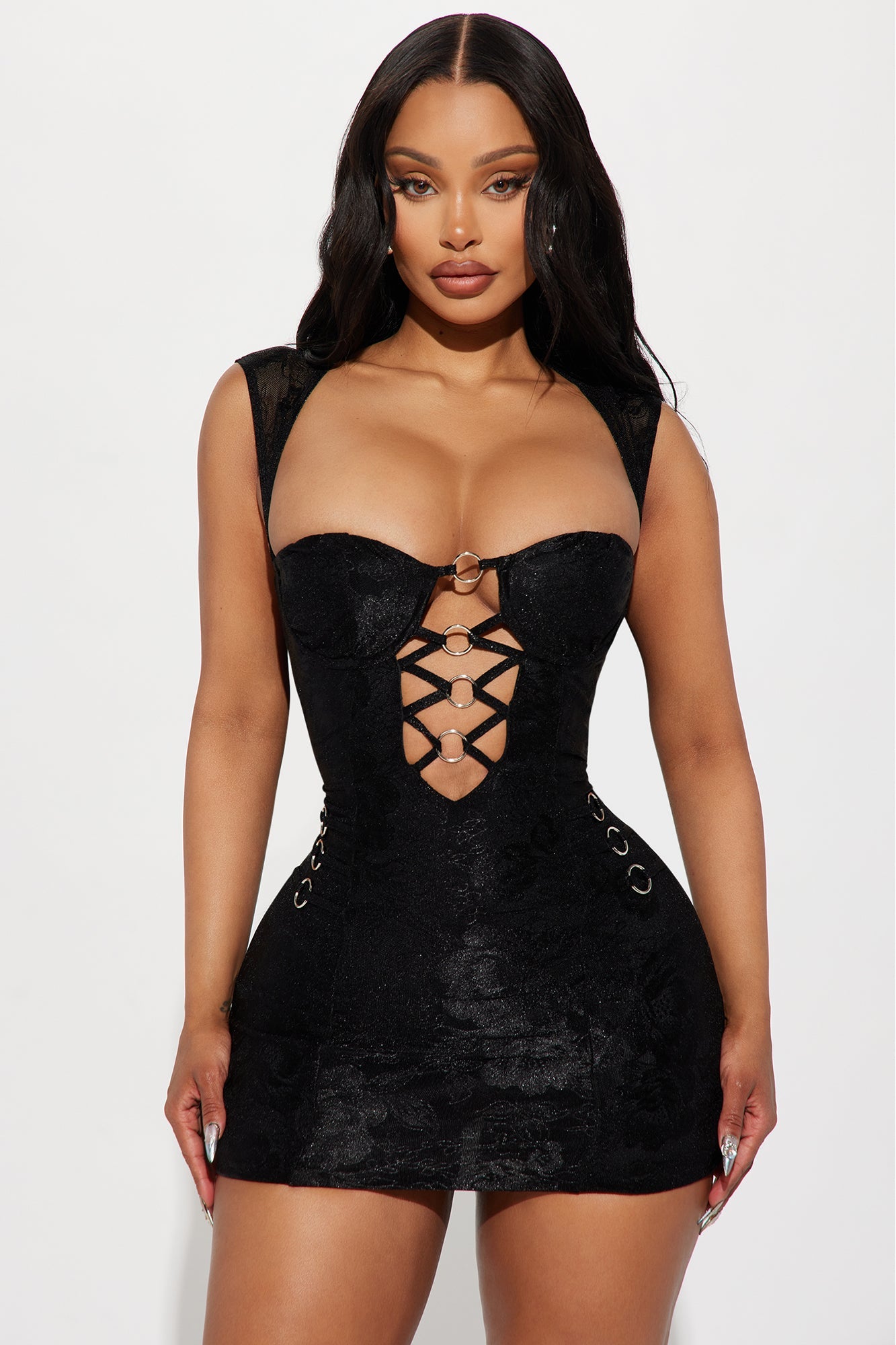 Liliana Lace Micro Mini Dress - Black