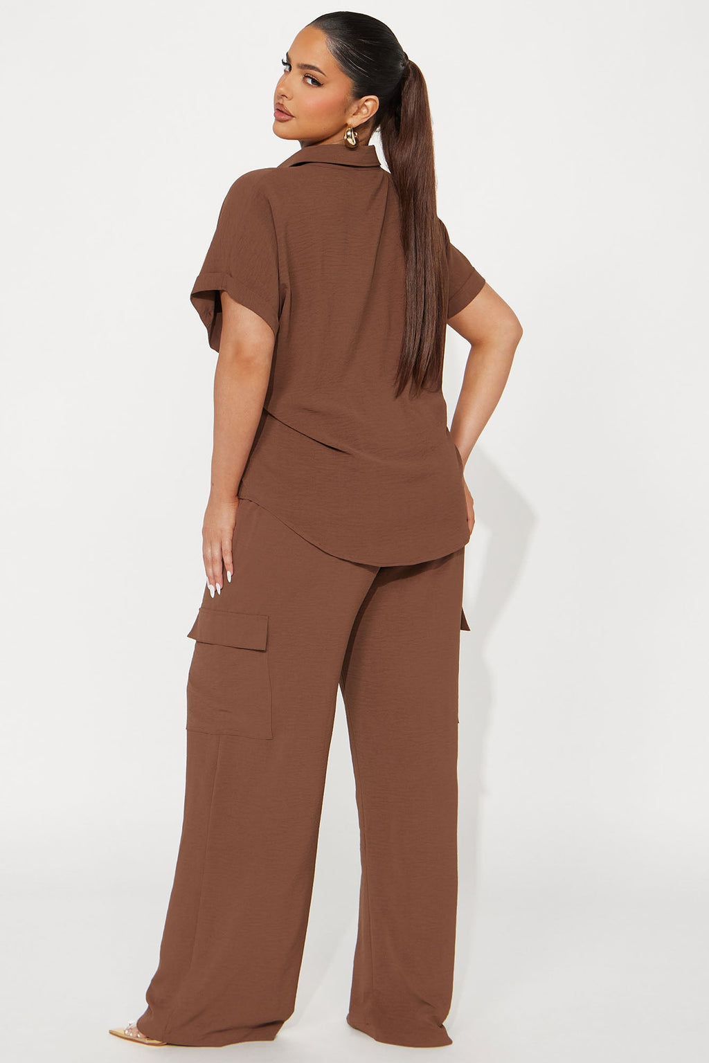 Caroline Cargo Pant Set - Chocolate