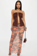 Kennedy Chiffon Shell Hardware Halter Top - Brown