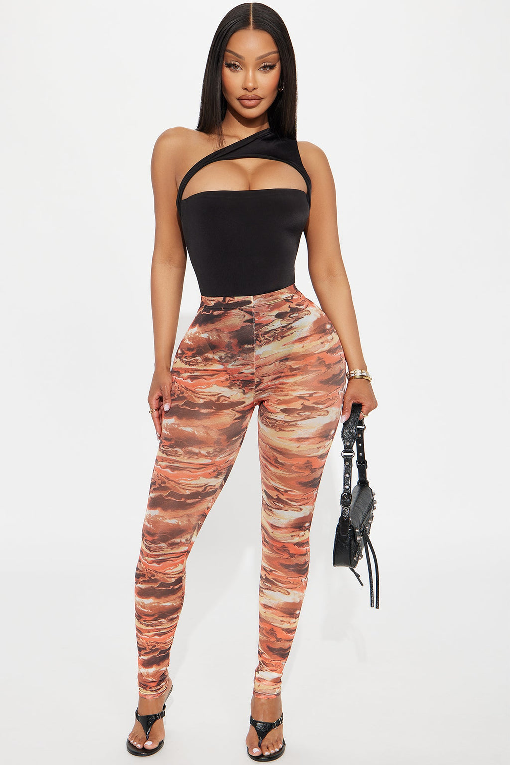 Amara Mesh Legging - Orange/combo