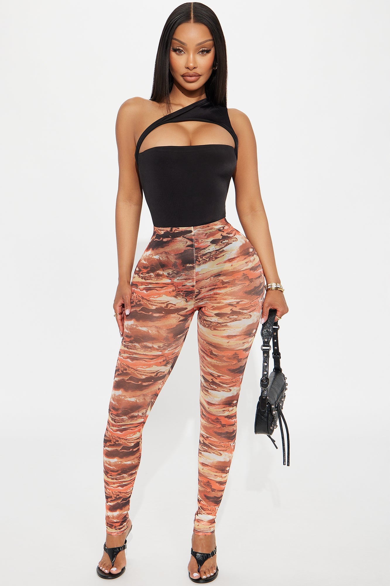 Amara Mesh Legging - Orange/combo