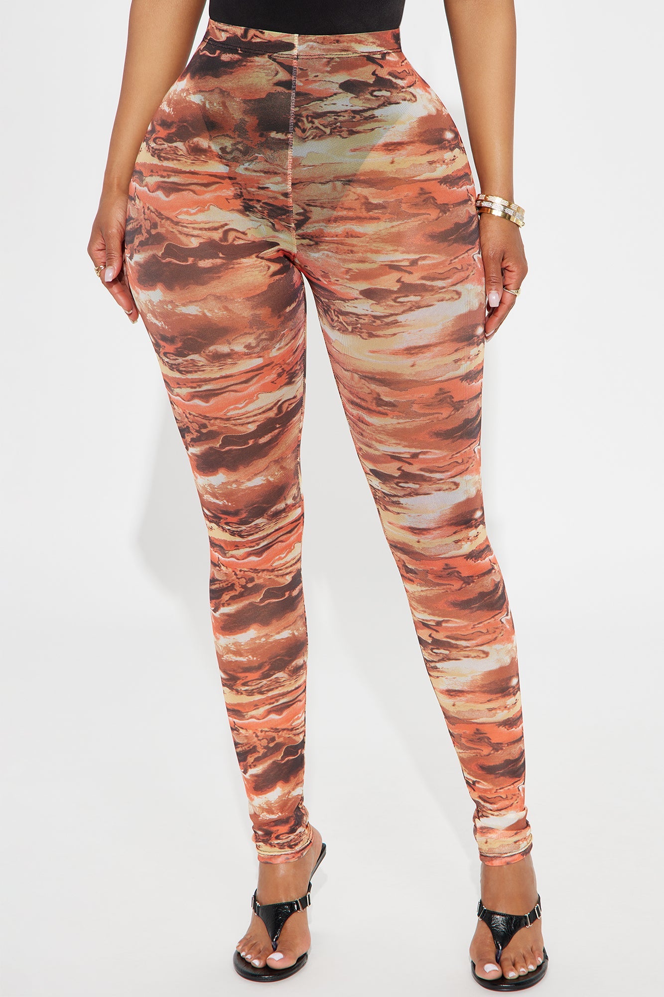 Amara Mesh Legging - Orange/combo