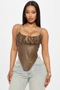 Jilly Faux Leather Cami Top - Brown